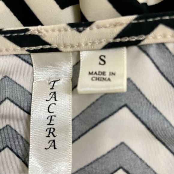 Chevron Dress Size Small 3/4 Sleeves Beige Black - Picture 7 of 8